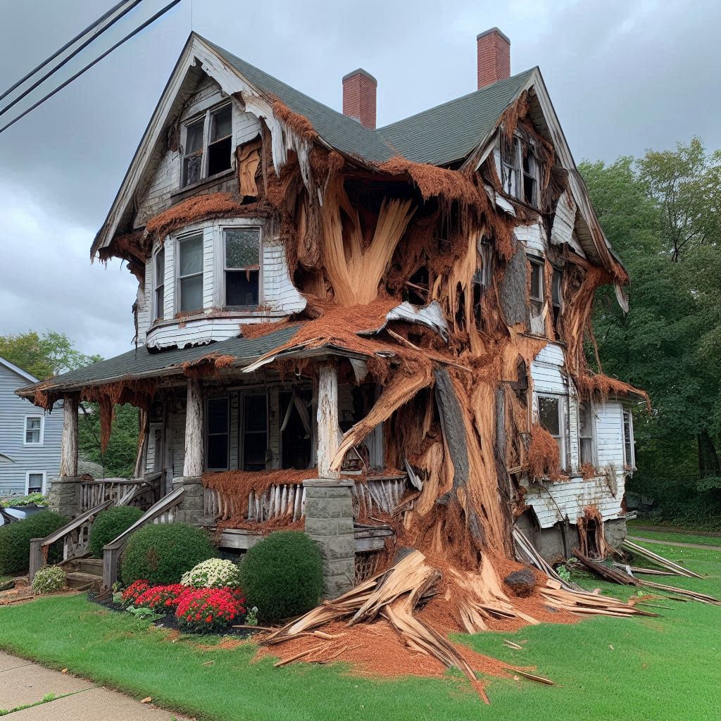 Signs Your Hanover Home Needs a Tree Inspection Blog Article - Tree with visible damage, including broken branches and signs of disease near an Hanover home